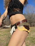 Load image into Gallery viewer, DANDELION, Earthy Brown Warrior Skirt, Leather Utility Belt, Burning Man Costume, Fairy Belt, Rave Costume, Viking Belt