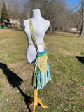 Load image into Gallery viewer, Teal and Green Fringe Purse, Festival Fringe Bag, Hippie Style Shoulder Bag, Crossbody Boho Purse