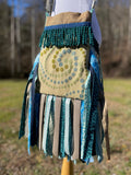Load image into Gallery viewer, Teal and Green Bubble Fringe Purse, Festival Fringe Bag, Hippie Style Shoulder Bag, Crossbody Boho Purse