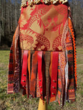 Load image into Gallery viewer, Red and Gold Fringe Purse, Festival Fringe Bag, Hippie Style Shoulder Bag, Crossbody Boho Purse