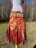 Load image into Gallery viewer, Red and Gold Fringe Purse, Festival Fringe Bag, Hippie Style Shoulder Bag, Crossbody Boho Purse