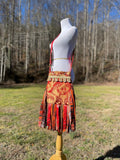 Load image into Gallery viewer, Red and Gold Fringe Purse, Festival Fringe Bag, Hippie Style Shoulder Bag, Crossbody Boho Purse