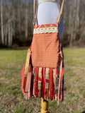 Load image into Gallery viewer, Orange and Beige Fringe Purse, Festival Fringe Bag, Hippie Style Shoulder Bag, Boho Purse