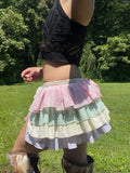 Load image into Gallery viewer, Pastel rainbow Bustle Skirt, Festival Belt, Burlesque Skirt, Rave Costume, Pin Up skirt