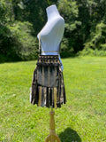 Load image into Gallery viewer, Simple Black and Gold Steampunk Fringe Purse, Festival Fringe Bag, Hippie Style Shoulder Bag