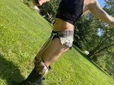Load image into Gallery viewer, SMOKEY SKY, Grey Goddess Skirt, Leather Utility Belt, Burning Man Skirt, Fairy Costume, Rave Costume, Viking Belt