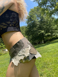Load image into Gallery viewer, SMOKEY SKY, Grey Goddess Skirt, Leather Utility Belt, Burning Man Skirt, Fairy Costume, Rave Costume, Viking Belt