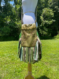 Load image into Gallery viewer, Statement Piece: Bright Green Fringe Purse with Hippie Vibe, Unique Wild Print Embellishments