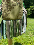 Load image into Gallery viewer, Statement Piece: Bright Green Fringe Purse with Hippie Vibe, Unique Wild Print Embellishments