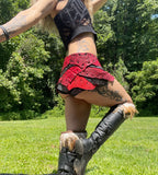 Load image into Gallery viewer, RED RAVEN, Sexy Red and Black Leather Skirt, Leather Utility Belt, Burning Man Skirt, Pirate Costume, Rave Costume, Viking Belt
