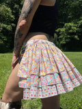 Load image into Gallery viewer, Rainbow Flowered Bustle Skirt, Ruffle Festival Belt, Rave Costume, Pin Up skirt