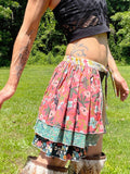Load image into Gallery viewer, Pin Up Skirt with Floral Bustle: Dance the Night Away at Festivals, Complete with Ruffle Belt.