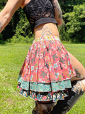 Load image into Gallery viewer, Pin Up Skirt with Floral Bustle: Dance the Night Away at Festivals, Complete with Ruffle Belt.