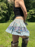 Load image into Gallery viewer, Blue and Green Flower Bustle Skirt, Ruffle Festival Belt, Burlesque Skirt, Rave Costume, Pin Up skirt