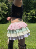 Load image into Gallery viewer, Pastel rainbow Bustle Skirt, Festival Belt, Burlesque Skirt, Rave Costume, Pin Up skirt