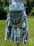Load image into Gallery viewer, Boho Dreams Teal Fringe Purse - Festival Ready Shoulder Bag, Silver Accents, Wild Print Hippie Style