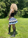 Load image into Gallery viewer, Party-ready Blue Polka Dot Bustle Skirt - Festival Belt, Burlesque Style, Pin Up Perfection