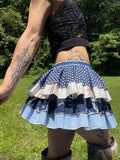 Load image into Gallery viewer, Party-ready Blue Polka Dot Bustle Skirt - Festival Belt, Burlesque Style, Pin Up Perfection