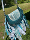 Load image into Gallery viewer, Fashion Forward Teal Lace Fringe Purse - Unique Hippie Handbag for Boho Chic Looks