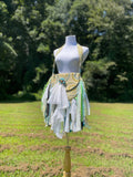 Load image into Gallery viewer, Teal &amp; White Lace Handbag, Hippie Chic Fringe Purse for Bohemian Fashionistas