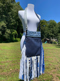Load image into Gallery viewer, Blue Flower Fringe Purse: Perfect for Festivals, Hippie Style Bohemian Bag