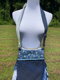 Load image into Gallery viewer, Blue Flower Fringe Purse: Perfect for Festivals, Hippie Style Bohemian Bag