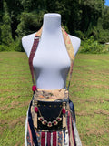 Load image into Gallery viewer, Maroon and Beige Fringe Purse, Hippie Boho Shoulder Bag with Fringe