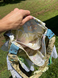 Load image into Gallery viewer, Teal &amp; White Lace Handbag, Hippie Chic Fringe Purse for Bohemian Fashionistas