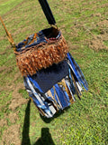 Load image into Gallery viewer, Blue &amp; Copper Festival Fringe Purse: A Hippie Shoulder Bag for Boho Fashionistas