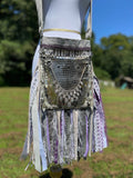 Load image into Gallery viewer, Vibrant Fringe Purse - Festival Ready in Purple/Silver