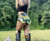 Load image into Gallery viewer, SOBEK, Green Leather Skirt, Burning Man Skirt, Steampunk costume, Dance Belt, Warrior Viking Belt Costume