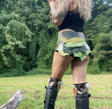 Load image into Gallery viewer, SOBEK, Green Leather Skirt, Burning Man Skirt, Steampunk costume, Dance Belt, Warrior Viking Belt Costume