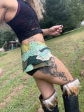 Load image into Gallery viewer, TYCHE, Pastel Green Leather Skirt, Burning Man Skirt, Steampunk costume, Warrior Viking Belt Costume