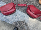 Load image into Gallery viewer, Handmade Maroon Leather Pocket Belt for Burning Man - Functional Fanny Pack Design