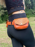 Load image into Gallery viewer, Leather Pocket Belt, Orange Utility Belt, Burning Man Pocket Belt, Fanny Pack