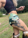 Load image into Gallery viewer, TYCHE, Pastel Green Leather Skirt, Burning Man Skirt, Steampunk costume, Warrior Viking Belt Costume