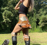 Load image into Gallery viewer, AURORA, Steampunk or Tribal Belly Dance: Leather Skirt in Earthy Brown - Stand out at Burning Man with this Warrior-inspired Attire!