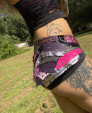Load image into Gallery viewer, CENTER STAGE, Stand out with style! Vibrant Pink and Purple Leather Rave Skirt for Burning Man and beyond