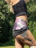 Load image into Gallery viewer, THALIA, Purple Leather Skirt, Burning Man Skirt, Belly Dance Belt, Rave Costume