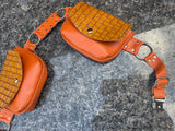 Load image into Gallery viewer, Leather Pocket Belt, Orange Utility Belt, Burning Man Pocket Belt, Fanny Pack