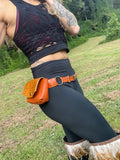 Load image into Gallery viewer, Leather Pocket Belt, Orange Utility Belt, Burning Man Pocket Belt, Fanny Pack
