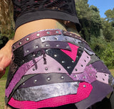 Load image into Gallery viewer, CENTER STAGE, Stand out with style! Vibrant Pink and Purple Leather Rave Skirt for Burning Man and beyond