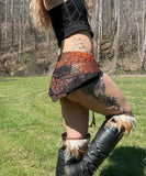 Load image into Gallery viewer, COPPER RISING, Handcrafted Brown &amp; Black Leather Skirt with Copper Stars - Perfect for Burning Man and Steampunk