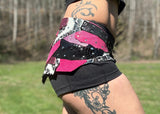Load image into Gallery viewer, Whimsical PINK POPPY Artisan made Leather Patchwork skirt - Ideal for Raves &amp; Festival Costumes