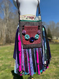 Load image into Gallery viewer, Artisan-Made Leather and Jewelry Embellished Bohemian Purse - Stand Out Style!