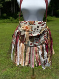 Load image into Gallery viewer, Embrace the Boho Vibe: Earthy Lace Fringe Purse, Hippie Handbag with Chic Embellishments!