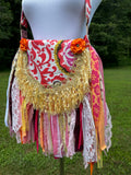 Load image into Gallery viewer, Embrace the Boho Vibe: Vibrant Lace Fringe Purse, Hippie Handbag with Chic Embellishments!