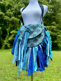 Load image into Gallery viewer, Embellished Blue Lace Fringe Purse - Boho Handbag, Hippie Style with a Chic Twist