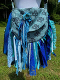Load image into Gallery viewer, Embellished Blue Lace Fringe Purse - Boho Handbag, Hippie Style with a Chic Twist