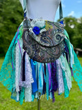 Load image into Gallery viewer, Embellished Purple Lace Fringe Purse - Boho Handbag, Hippie Style with a Chic Twist